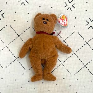 Curly Ty Beanie Baby, vintage, 90s toys, tag errors curly bear, collectible